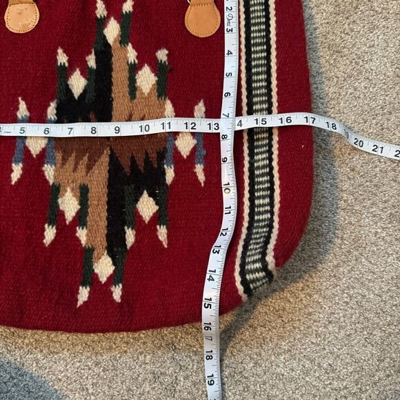 Vintage red wool kilim southwestern large carryall carpet tote bag - Picture 12 of 14